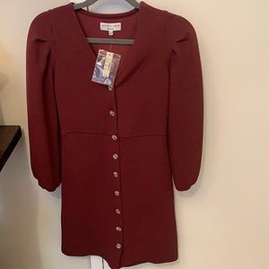 NWT, Madewell Maroon Dress with Buttons